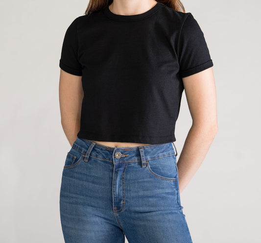 Plasma Basic Crop-Top, Negro